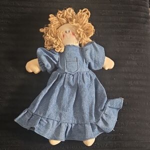Handmade Rag Doll with Blue Dress